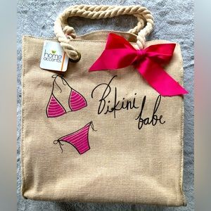 New Cute Burlap Beach Tote